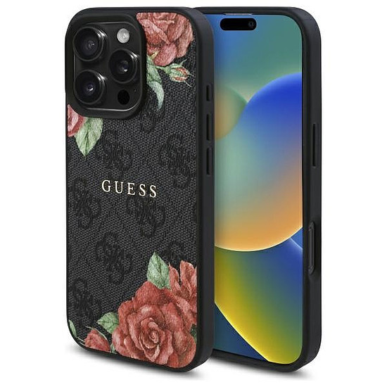 Guess GUHMP16XP4ROPEMCK iPhone 16 Pro Max 6.9" fekete/fekete keménytok 4G Virágmintás MagSafe