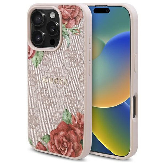 Guess GUHMP16XP4ROPEMCP iPhone 16 Pro Max 6.9" rózsaszín/rózsaszín keménytok 4G Virágmintás MagSafe