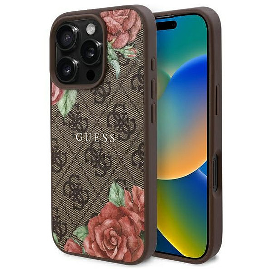 Guess GUHMP16XP4ROPEMCW iPhone 16 Pro Max 6.9" barna/barna keménytok 4G Virágmintás MagSafe