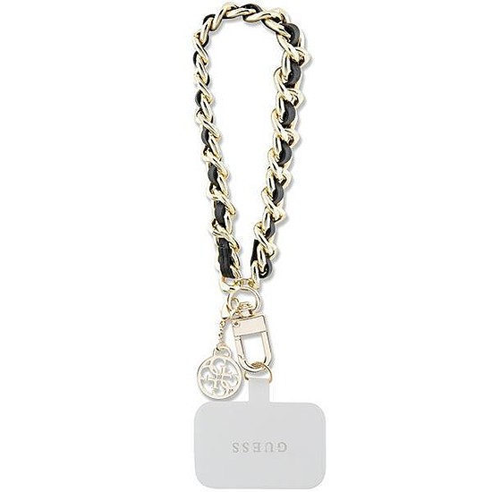 Guess GUOUCHSAMC4K univerzális kézszíjas tok - Fekete Saffiano Chain 4G Charm