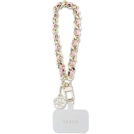 Guess GUOUCHSAMC4P univerzális kézszíjas tok - rózsaszín Saffiano Chain 4G Charm