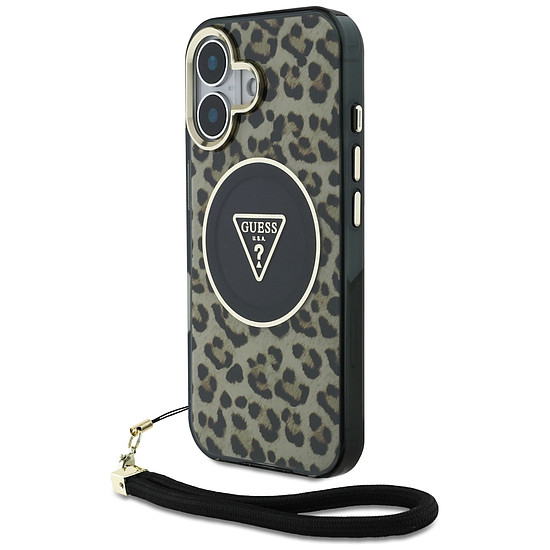 Guess HC IML Leopard Triangle Cord Strap iPhone 16 tok - barna