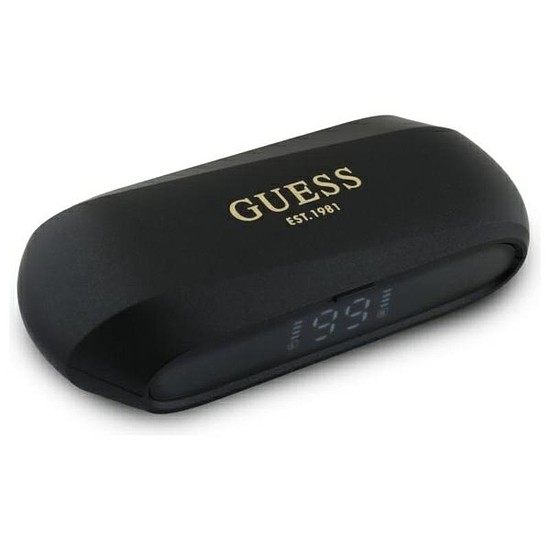 Guess hosszúkás fémes nyomtatott logó - Bluetooth TWS fejhallgató + töltőtok fekete (GUTWSC2MCDSK)