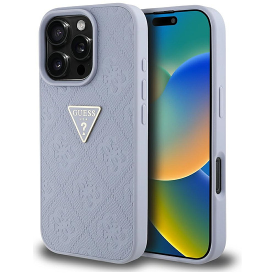 Guess Hot Stamp 4G Pattern Triangle Metal Logo iPhone 16 Pro Max tok - lila