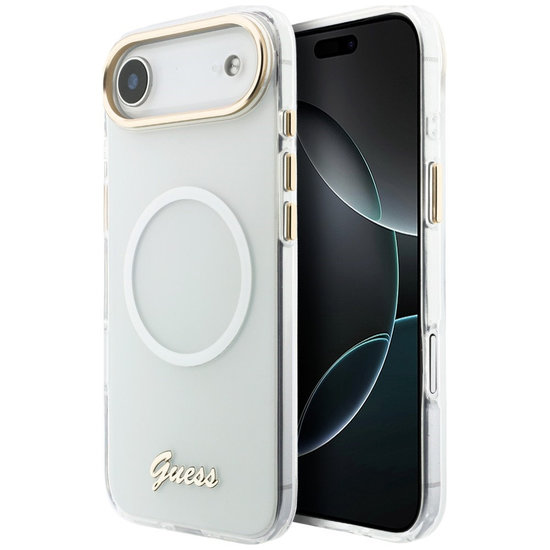 Guess IML Gradient Script fém MagSafe tok iPhone Airhez - fehér