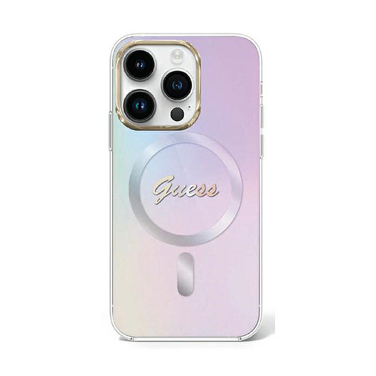 Guess IML Iridescent MagSafe - tok iPhone 15 Pro Max készülékhez lila (GUHMP15XHITSU)