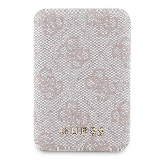 Guess indukciós külső akkumulátor 15W GUPB5FP4EMGP 5000mAh rózsaszín/rózsaszín 4G bőr fém logóval MagSafe
