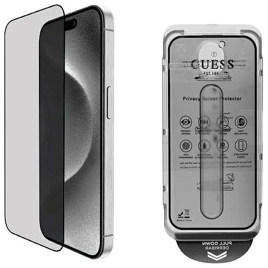 Guess képernyővédő fólia Privacy 2.5D kontúros edzett üveg iPhone 16 Pro Max készülékhez