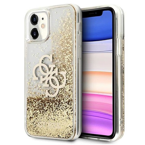 Guess Liquid Glitter 4G nagy logó - iPhone 11 tok arany (GUHCN61LG4GGO)