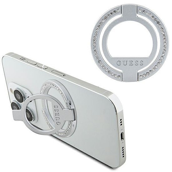 Guess MagSafe Ring allvány GUMRSALDGS ezüst/ezüst strassz