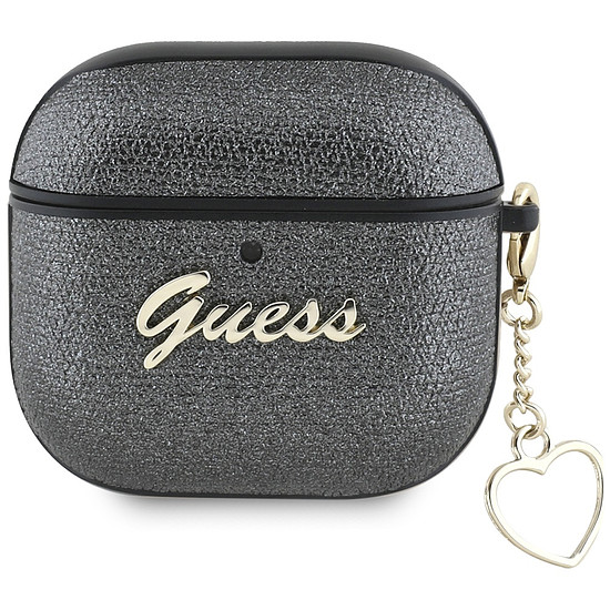 Guess metál Script Charm tok AirPods 4-hez - fekete