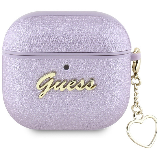 Guess metál Script Charm tok AirPods 4-hez - lila