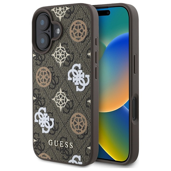 Guess Peony 4G hátterű MagSafe tok iPhone 16-hoz - barna