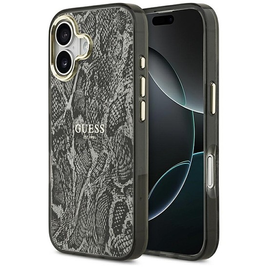 Guess Python mintás MagSafe tok iPhone 17-hez - fekete