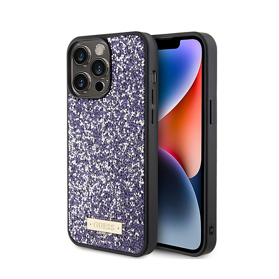 Guess Rhinestone fém logó - iPhone 15 Pro Max tok rózsaszín (GUHCP15XPFGSBSP)