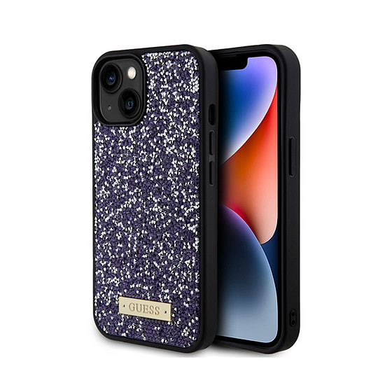 Guess Rhinestone fém logó - iPhone 15 tok rózsaszín (GUHCP15SPFGSBSP)