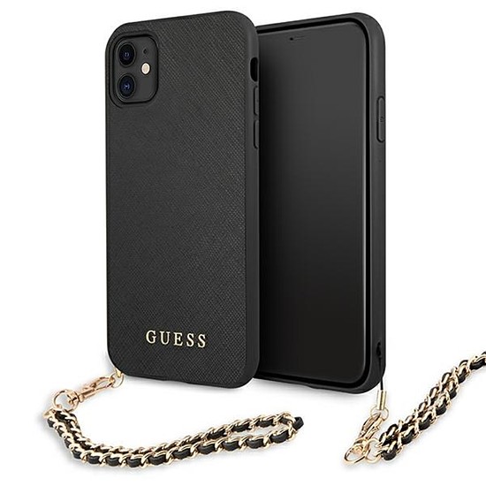 Guess Saffiano Chain - iPhone 11 tok fekete (GUHCN61SASGBK)