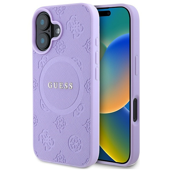 Guess Saffiano Peony Classic Logo MagSafe iPhone 16 tok - lila