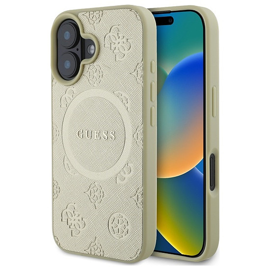 Guess Saffiano Peony Classic Logo MagSafe tok iPhone 16-hoz - arany