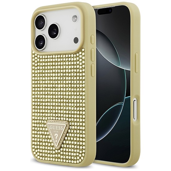 Guess strasszos háromszög logós iPhone 17 Pro tok - arany