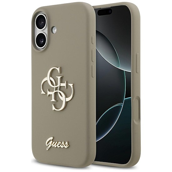 Guess szilikon Big 4G Script tok iPhone 17-hez, barna