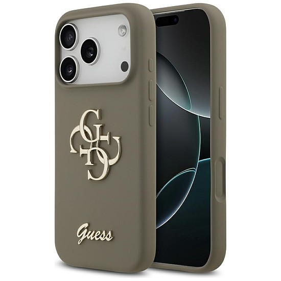 Guess szilikon Big 4G Script tok iPhone 17 Pro Maxhoz, barna