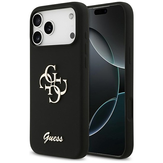 Guess szilikon Big 4G Script tok iPhone 17 Pro Maxhoz, fekete