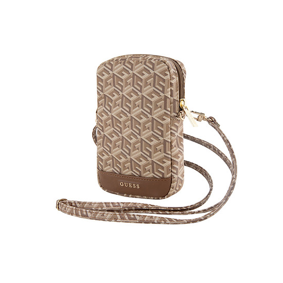 Guess Zip GCube Bottom Stripe - Telefontáska barna (GUWBZPGCSPGW)