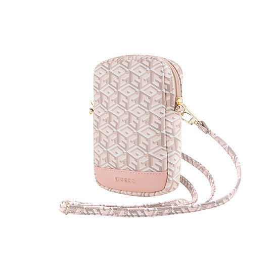Guess Zip GCube Bottom Stripe - Telefontáska rózsaszín (GUWBZPGCSPGP)