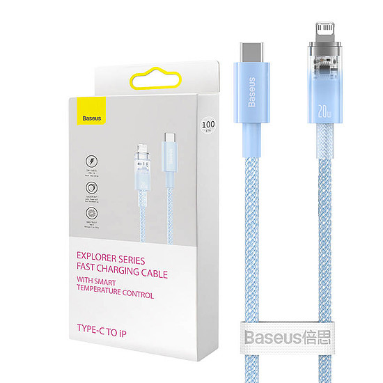 Gyorstöltő kábel Baseus USB-C a Lightning Explorer sorozathoz 1 m, 20 W, kék (CATS010203)