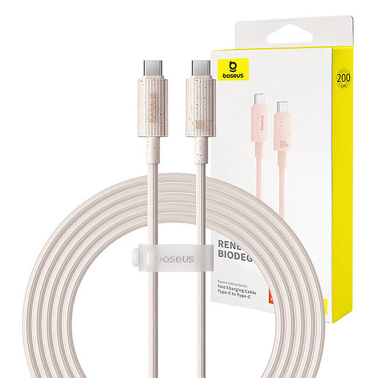 Gyorstöltő kábel Baseus USB-C - USB-C Habitat Series 2m 100W rózsaszín (P10360202421-01)
