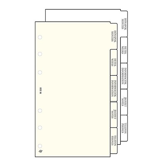 Gyűrűs kalendárium betét 2026 SATURNUS S330 elválasztólap sárga lapos