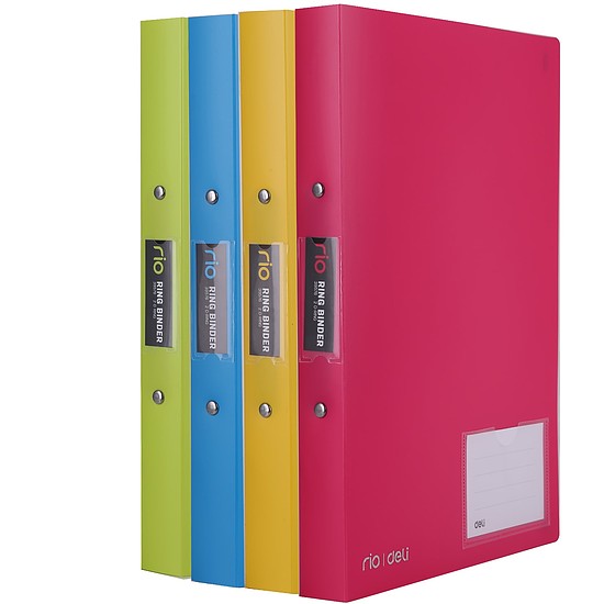 Gyűrűs könyv, 2 gyűrű, 25 mm, PP, A4, DELI Rio, vegyes színben (DEL39576)