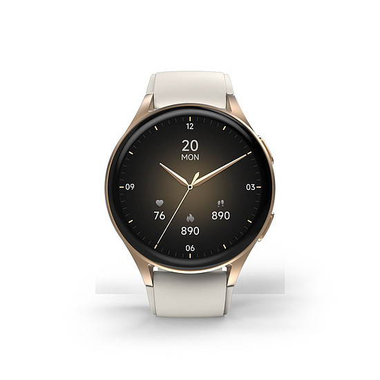 Hama 8900 GPS AMOLED okosóra 1.32" bézs szilikon szíjjal - arany