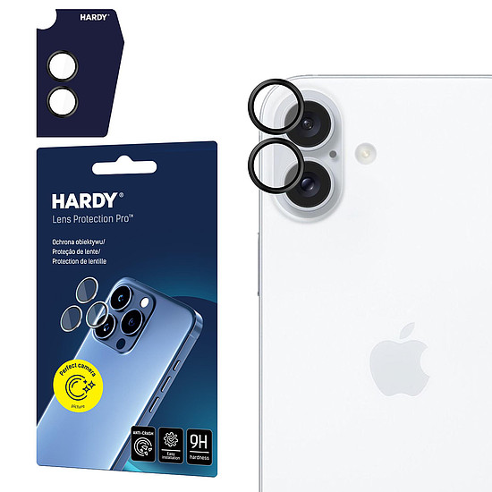 Hardy Lens Protection Pro fekete üveg Apple iPhone 16 / 16 Plus kamera objektívekhez - fekete