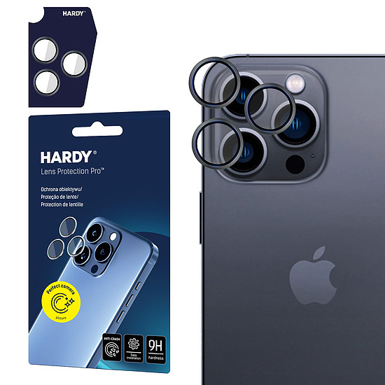 Hardy Lens Protection Pro fekete üveg Apple iPhone 16 Pro / 16 Pro Max kameravédő fóliához - fekete