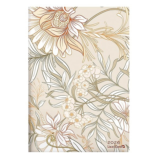 Határidőnapló 2026 LIZZY CARD B/5 heti szivacsos Beige flowers