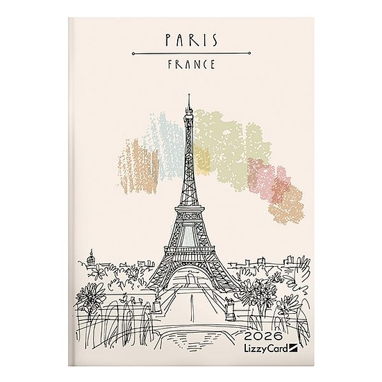 Határidőnapló 2026 LIZZY CARD B/6 heti keménytáblás Paris