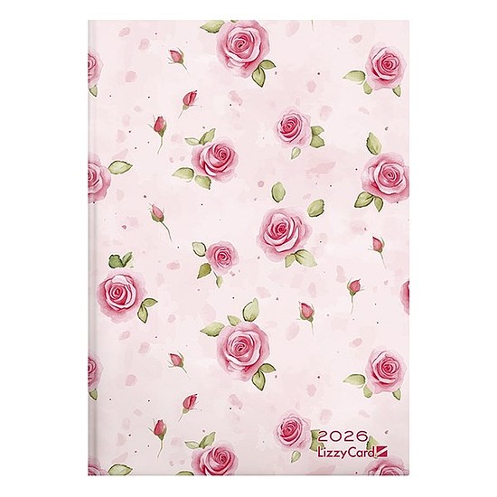 Határidőnapló 2026 LIZZY CARD B/6 heti keménytáblás Pink roses