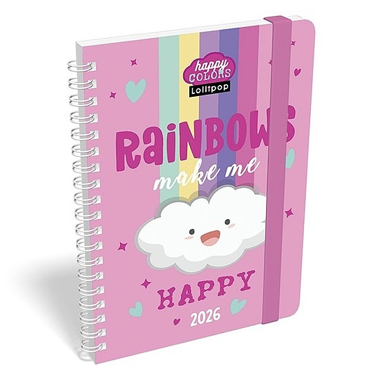 Határidőnapló 2026 LIZZY CARD B/6 heti spirálozott gumis Lollipop happy color