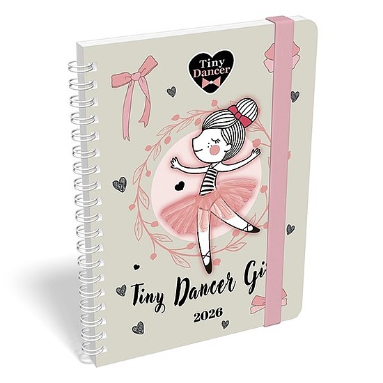 Határidőnapló 2026 LIZZY CARD B/6 heti spirálozott gumis Tiny dancer lovely ballerina