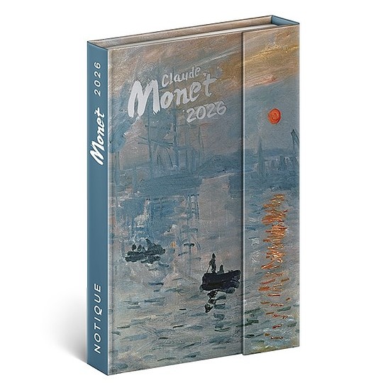 Határidőnapló 2026 mágnessel záródó REALSYSTEM 110x160mm heti sárga lapos Claude Monet