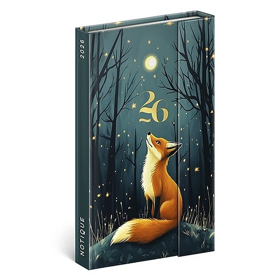 Határidőnapló 2026 mágnessel záródó REALSYSTEM 130x210mm heti sárga lapos Fox