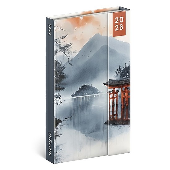 Határidőnapló 2026 mágnessel záródó REALSYSTEM 130x210mm heti sárga lapos Japan