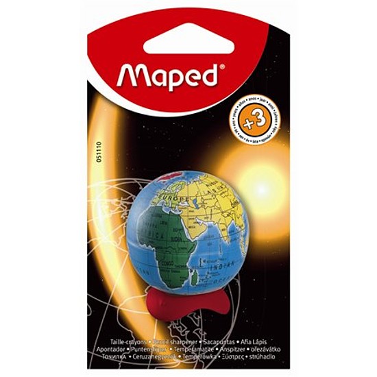 Hegyező 1 lyukú Maped Globe tartályos (földgömb minta)