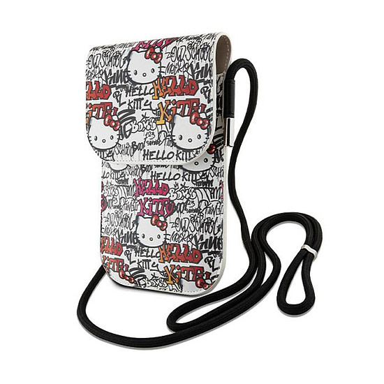 Hello Kitty Leather Tags Graffiti Cord - Crossbody telefontáska bézs (HKOWBHDGPTE)