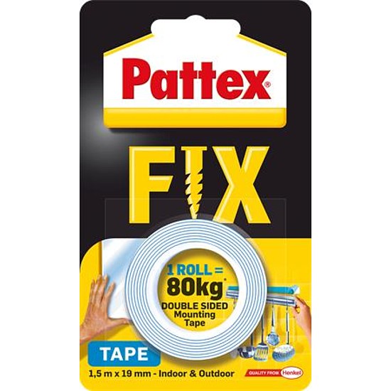 Henkel Pattex Fix 80 kg kétoldalas ragasztószalag 19mm x 1,5fm kék