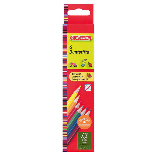 Herlitz Trio lakkozott színesceruza készlet 6db-os normál háromszög 10412013 környezetbarát