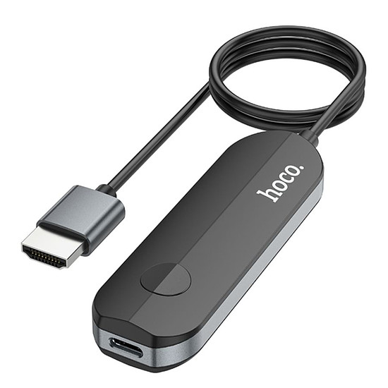 Hoco - Audio és videó adapter (UA23) - Vezeték nélküli HDMI 4K@30Hz, Type-C kábel a töltéshez, kompatibilis csak az Apple-lel - Fekete (KF2314274)