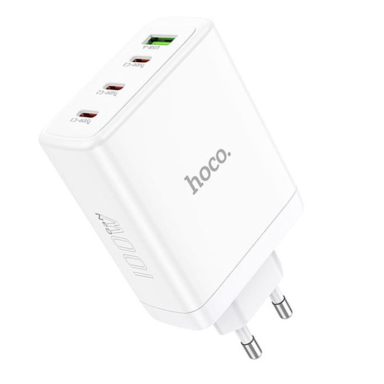 Hoco - Fali töltőcsatlakozó (N31) - USB, 3x Type-C, gyorstöltés, 100 W - fehér (KF2314316)